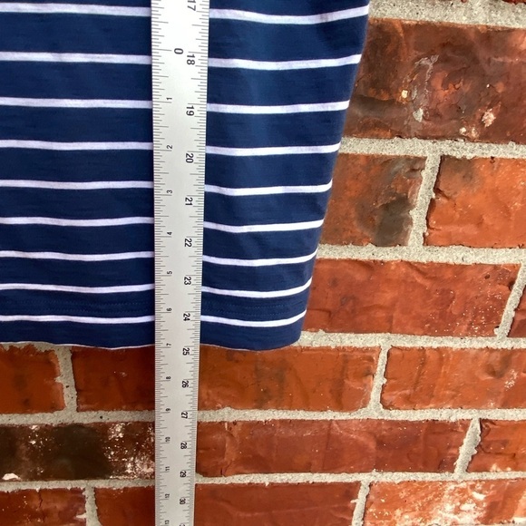 Chaps Womens 2X Keyhole Cutout Back Blue Stripe Batwing Short Sleeve Top - Picture 7 of 8